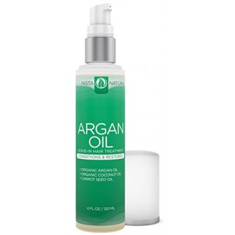 InstaNatural Argan Oil Hair Treatment - Leave-in Conditioner - For Colored, Dry & Damaged Hair - Infused with Organic Argan,