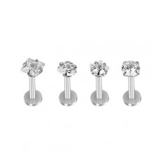 NOVPEAK 16G CZ Gem Clear Crystal Stainless Steel Star / Love / Square / Round Shape Tragus Lip Labret Rings Monroe Ear