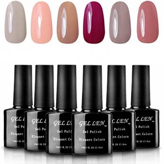 Gellen Soak Off Gel UV LED Vernis à ongles, couleurs pastel Gift Set - (10ml Chaque, 6 bouteilles)