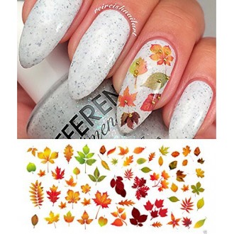 Autumn - Fall Leaves Water Slide Nail Art Decals Set 2 - Salon Quality 5.5" X 3" Sheet!