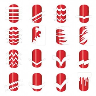 BTArtbox 12 Packs Plus de 36 conceptions différentes Guide Tip Nail vinyle auto-adhésif Nail Sticker Stencil Facile Nail Art Set