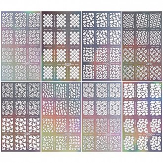 BMC 8pc Holographic Motif mixte Manucure Nail Art Guide Autocollant Bundle - Set 1