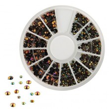 Nail Art puntas de 300pcs 3D Negro gemas de cristal Brillantes de la decoración de DIY Kit con la rueda