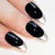 Bling Stiletto Art Faux ongles Faux acrylique Noir Argent Full Cover Medium Tips UK