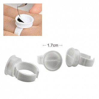 TP 100pcs Disposable Plastic Nail Art Tattoo Ink Cups Caps Adhesive Pigment Holder Glue Holder Eyelash Extension Rings