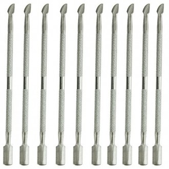 10PCS acier inoxydable cuticules Nail Pusher Spoon Remover outil de manucure Pédicure