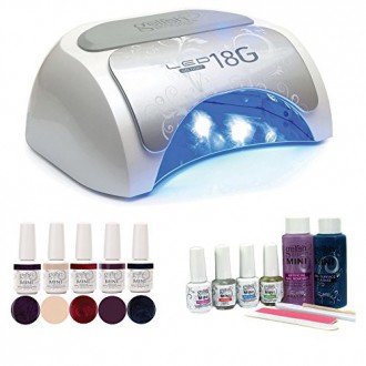 Gelish Pro Gel Nail Polish Salon Kit with 18G Lamp, Basix Kit, and 5 Colors