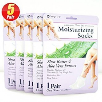 5Pair Pied Hydratant Gel Hydratant Hydratant Chaussettes pour les femmes, les filles, les hommes (Shea Butter &amp; Aloe Vera Ex