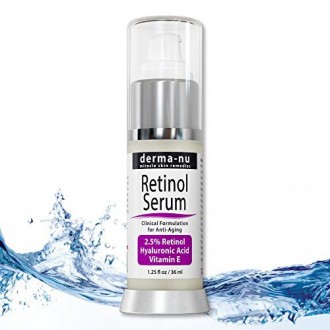 Rétinol sérique de 2,5% avec Acide Hyaluronique Sérum et vitamine E par Derma-nu - Best Sérum anti-âge pour les rides et ridules