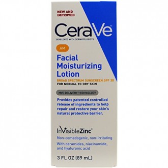 CeraVe Loción hidratante facial AM, SPF 30, de 3 onzas