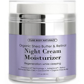 Crema hidratante para la cara - Crema de noche con manteca de karité orgánica 1,7 oz por Naturals cuerpo puro