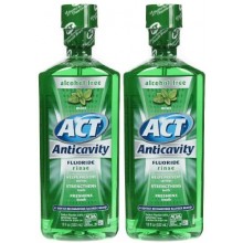 ACT Libre de Alcohol anticaries fluoruro de enjuague, Menta - 18 oz - 2 pk