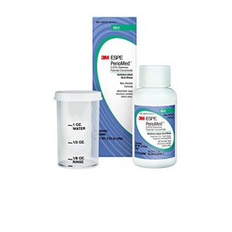 3M ESPE Dental 12105SM PerioMed fluoruro de estaño enjuague bucal concentrado con tazas de mezcla, 0,63%, sabor a menta, 2,75 oz