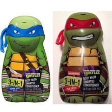 Tortugas Ninja 3 en 1 Gel de baño, champú, acondicionador (2-14oz) Leonardo Rafael Tmnt